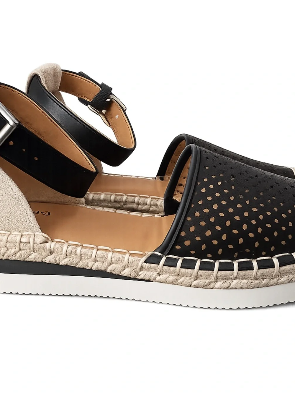 a.n.a Black Perforated Espadrille Ankle-Strap Flats